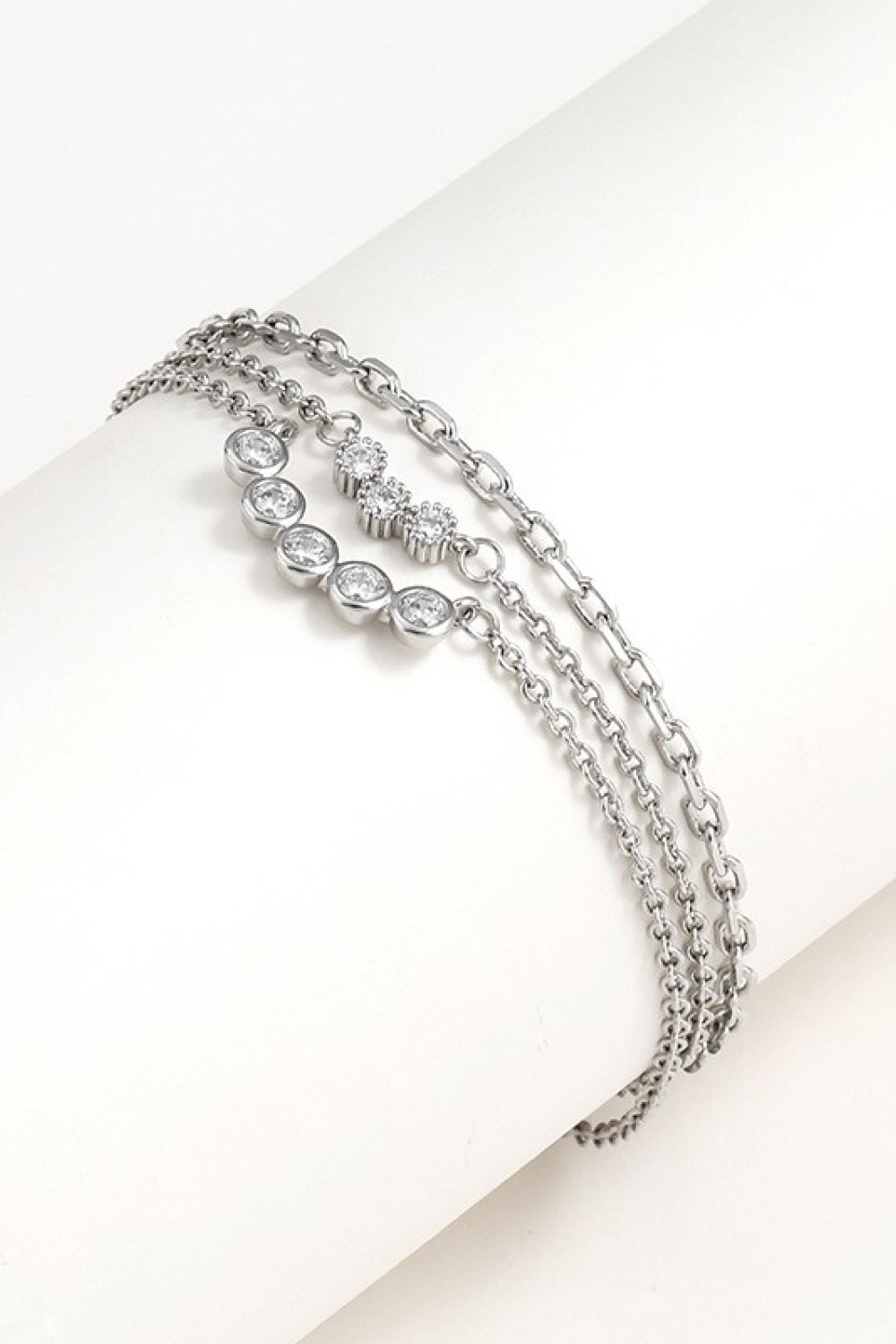 Zircon Layered Bracelet - Silver / One Size - Women’s Jewelry - Bracelets - 4 - 2024