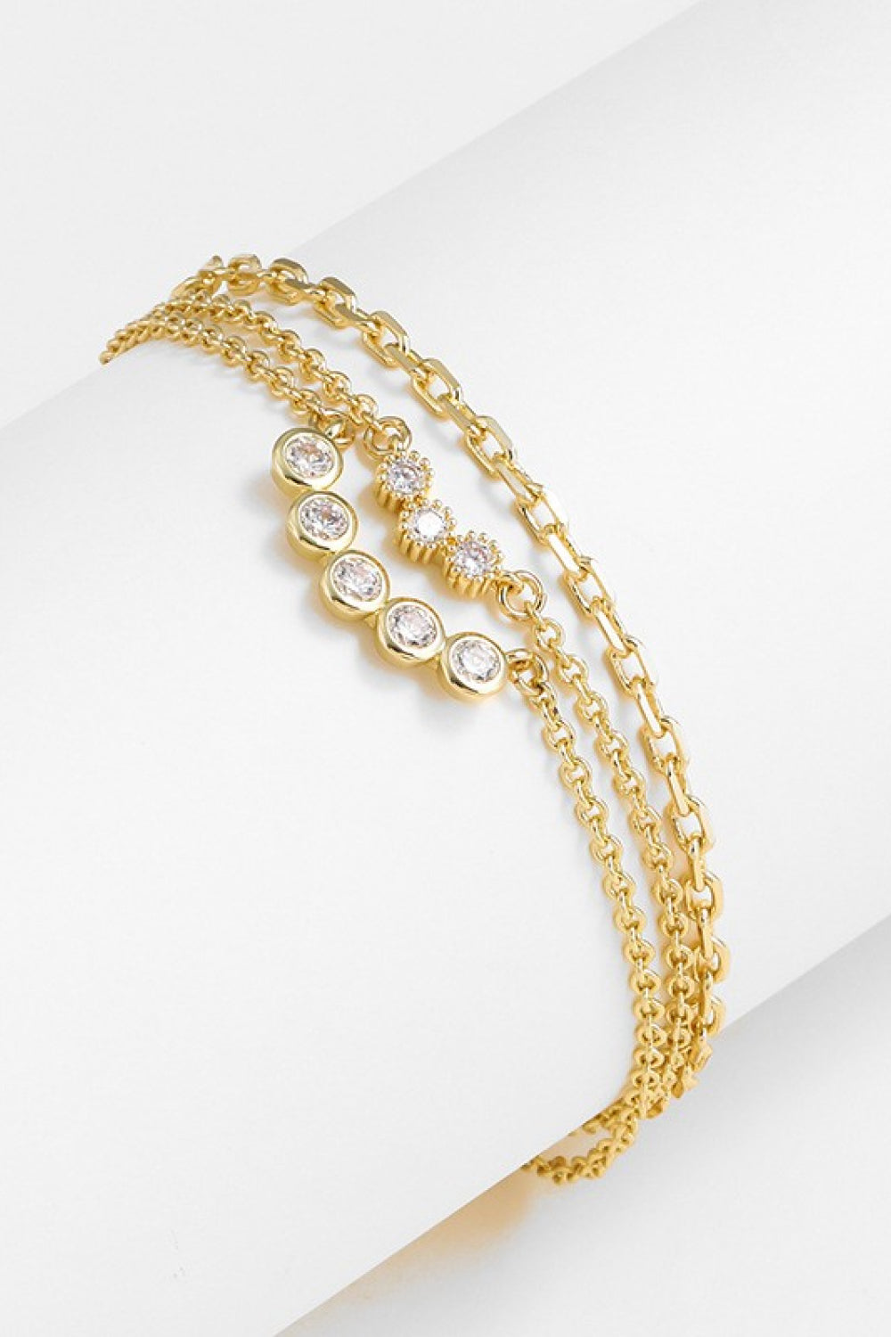 Zircon Layered Bracelet - Gold / One Size - Women’s Jewelry - Bracelets - 1 - 2024