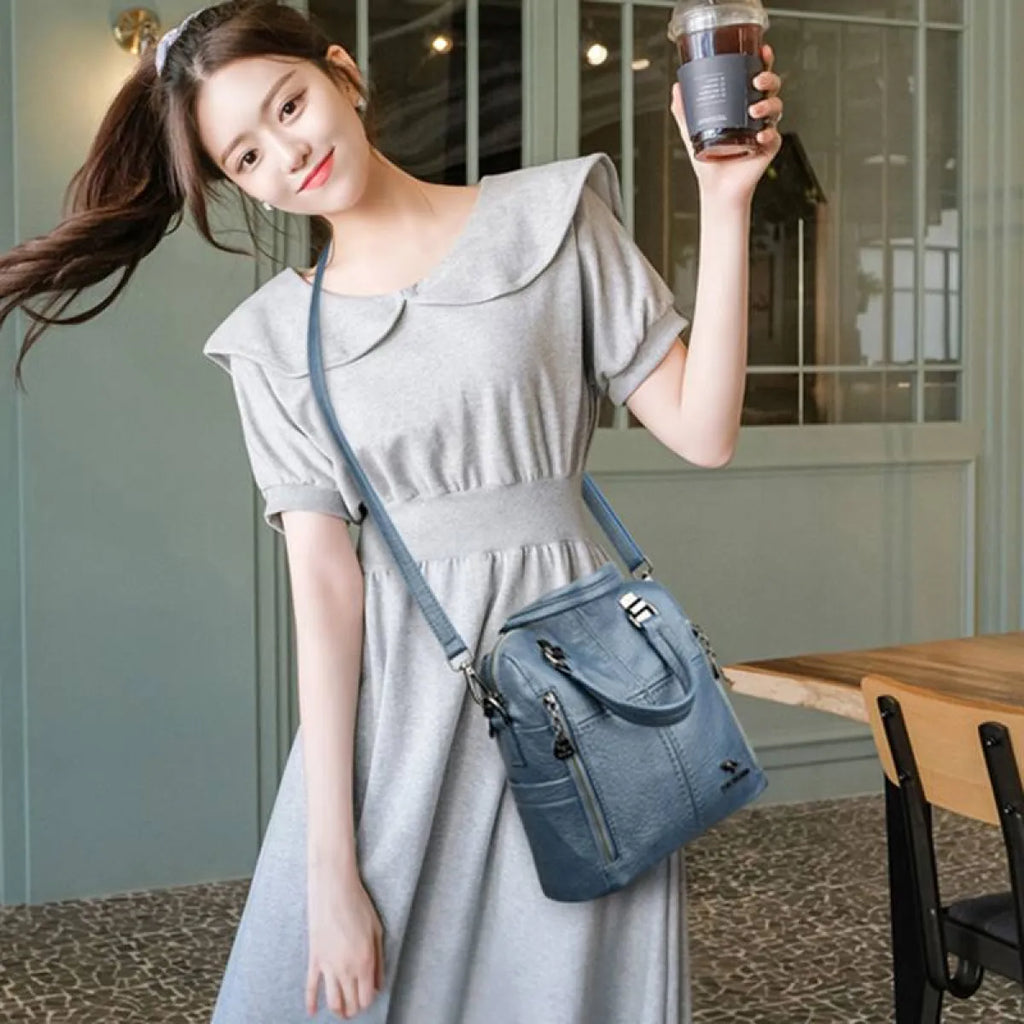 Women’s Leather Shoulder Backpack - Women’s Clothing & Accessories - 4