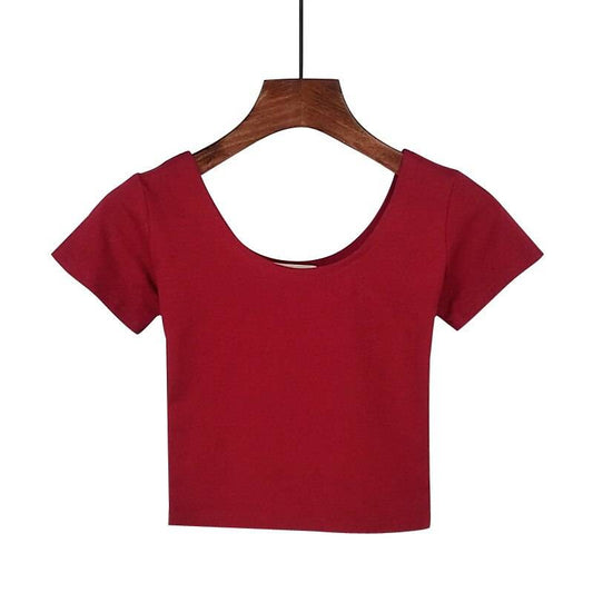 Women’s Summer Crop Top - Dark Red / S - Women’s Clothing & Accessories - Shirts & Tops - 24 - 2024