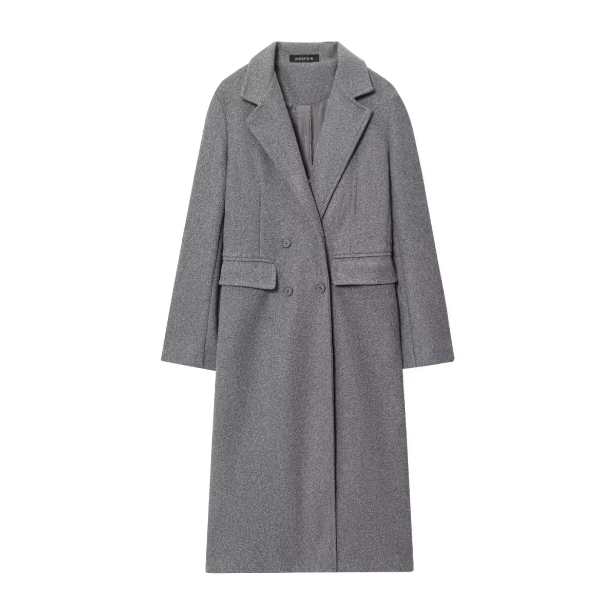 Burgundy Double-Breasted Long Wool Blend Coat - Best Sellers - Coat - 7