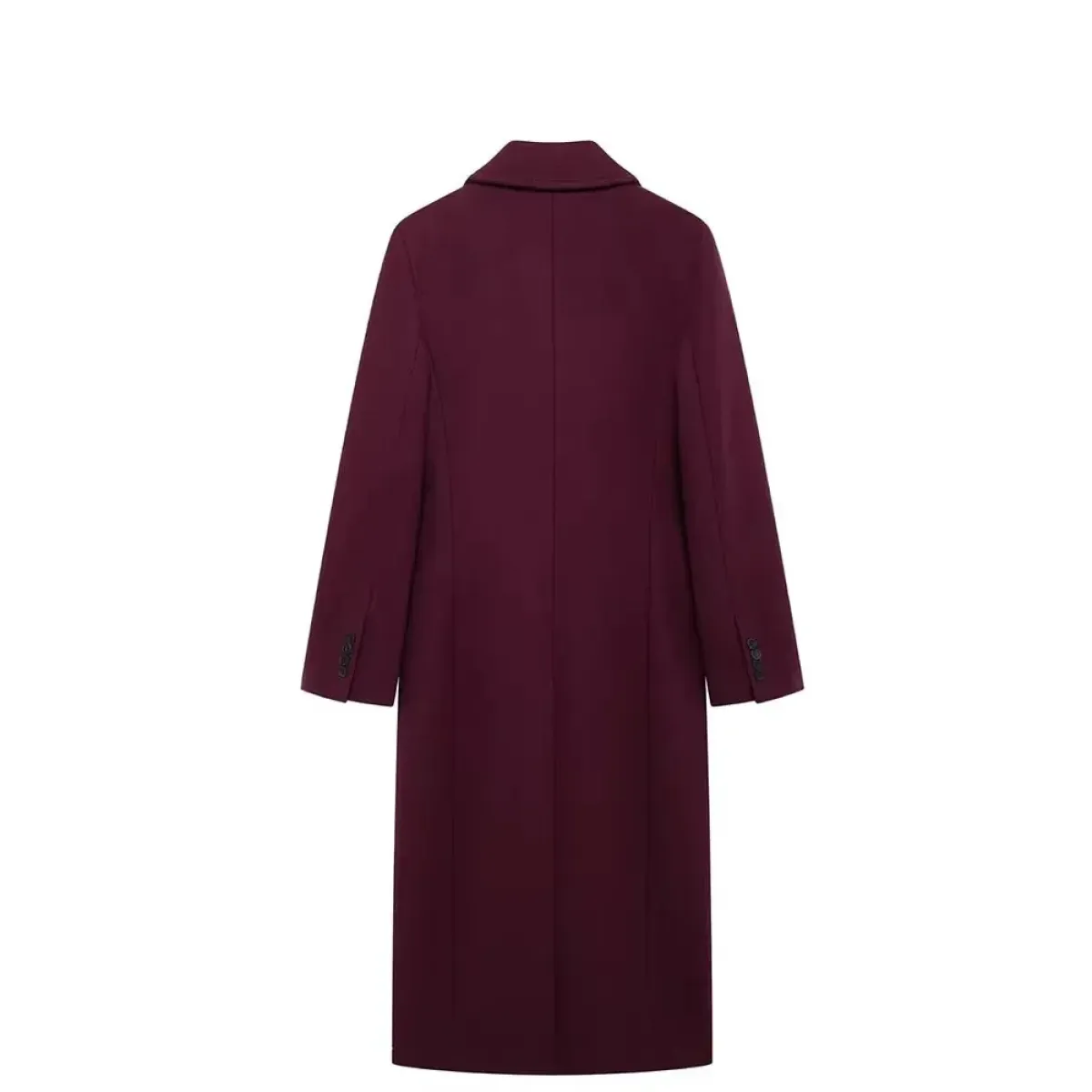 Burgundy Double-Breasted Long Wool Blend Coat - Best Sellers - Coat - 6