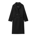 Burgundy Double-Breasted Long Wool Blend Coat - Best Sellers - Coat - 9
