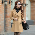 Slim Fit Double-Breasted Wool Coat with Belt - Women’s Clothing & Accessories - Coat - 3