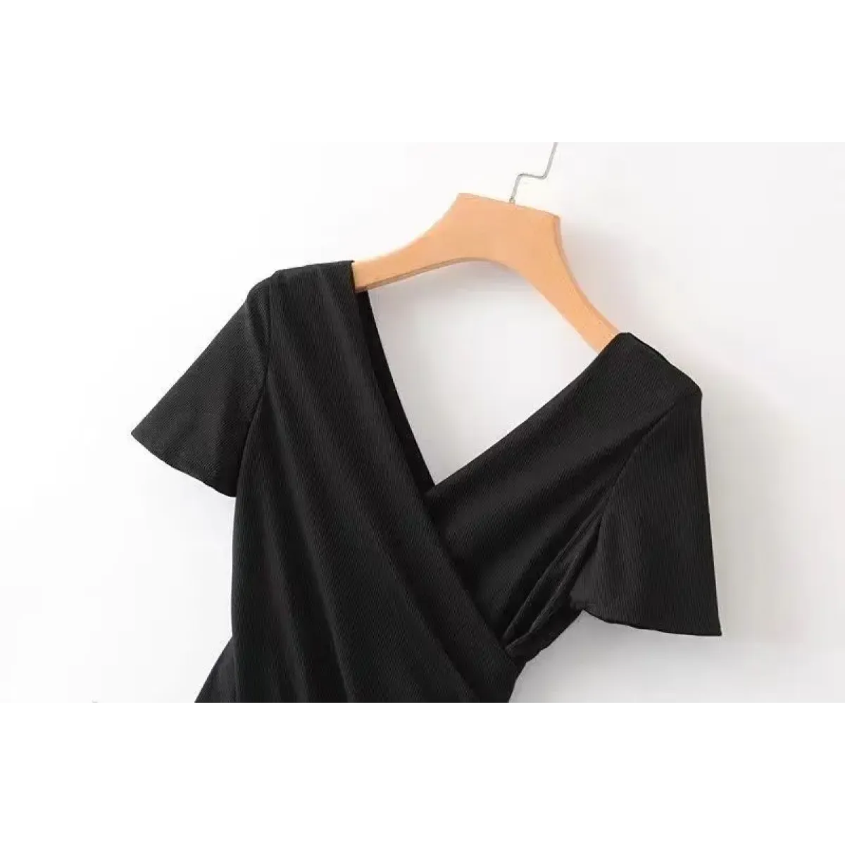 V-Neck Short Sleeve Wrap Bodysuit - Women’s Clothing & Accessories - Intimates - 3