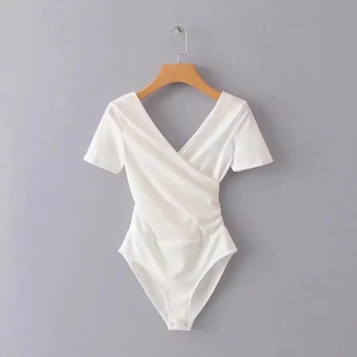 V-Neck Short Sleeve Wrap Bodysuit - Women’s Clothing & Accessories - Intimates - 4