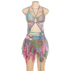 Tie-Dye Fairy Set – Butterfly Crop Top & Wrap Mini Skirt - Bottoms - Sets - 2