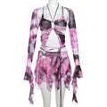 Tie-Dye Fairy Set – Butterfly Crop Top & Wrap Mini Skirt - Bottoms - Sets - 21