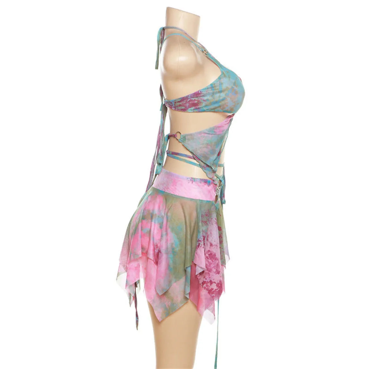 Tie-Dye Fairy Set – Butterfly Crop Top & Wrap Mini Skirt - Bottoms - Sets - 7