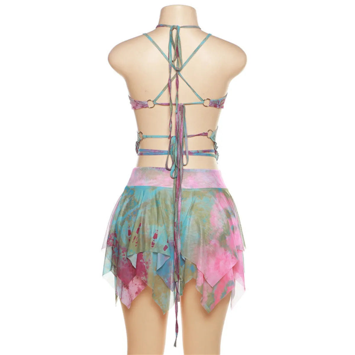 Tie-Dye Fairy Set – Butterfly Crop Top & Wrap Mini Skirt - Bottoms - Sets - 8