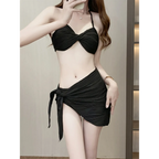 Pleated Bikini Set – Halter Top with Wrap Skirt Cover-Up - Bottoms - Swimwear - 15