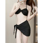 Pleated Bikini Set – Halter Top with Wrap Skirt Cover-Up - Bottoms - Swimwear - 16