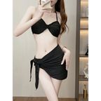 Pleated Bikini Set – Halter Top with Wrap Skirt Cover-Up - Bottoms - Swimwear - 5