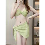 Pleated Bikini Set – Halter Top with Wrap Skirt Cover-Up - Bottoms - Swimwear - 8