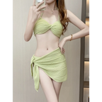 Pleated Bikini Set – Halter Top with Wrap Skirt Cover-Up - Bottoms - Swimwear - 9