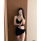 Lavender Low Cut Bikini Set – Halter Lace Up with Wrap Skirt Cover-Up - Bottoms - Swimwear - 14