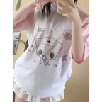 Kawaii Cartoon Patchwork T-Shirt – Harajuku Y2K Aesthetic Top - T-Shirts - Short - Round - T-Shirts - 3