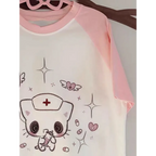 Kawaii Cartoon Patchwork T-Shirt – Harajuku Y2K Aesthetic Top - T-Shirts - Short - Round - T-Shirts - 4