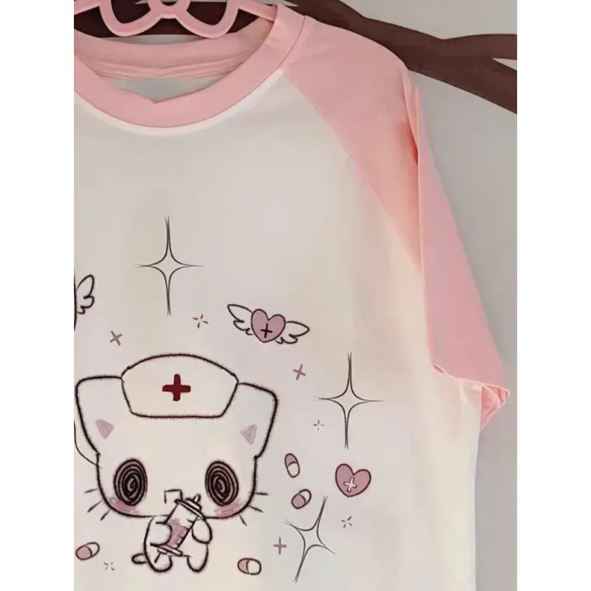 Kawaii Cartoon Patchwork T-Shirt – Harajuku Y2K Aesthetic Top - T-Shirts - Short - Round - T-Shirts - 4