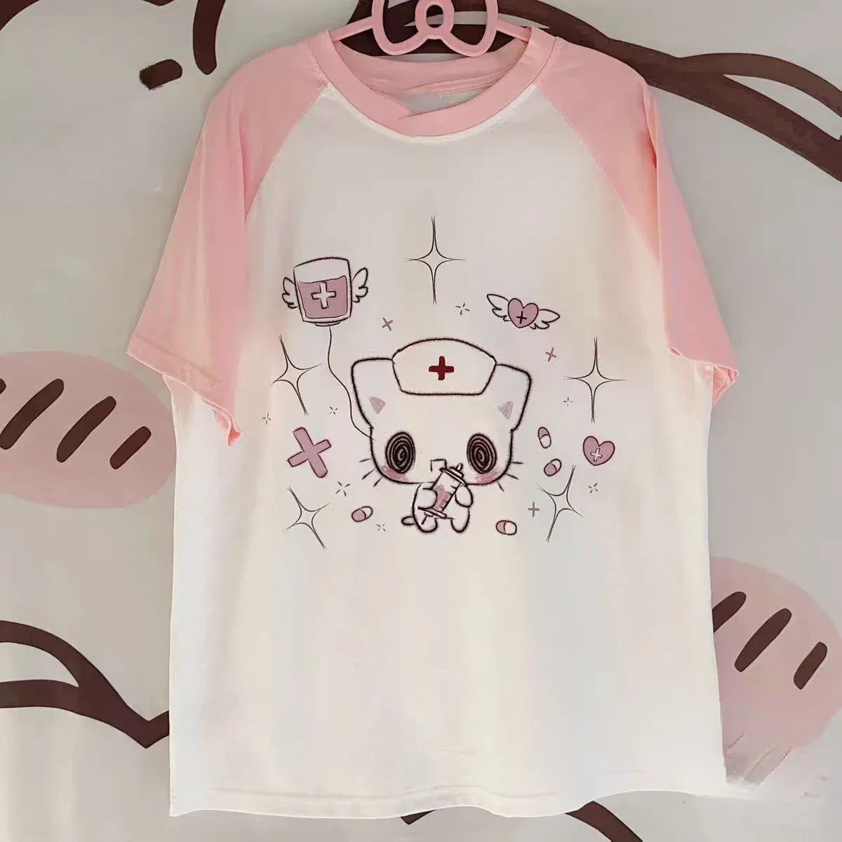Kawaii Cartoon Patchwork T-Shirt – Harajuku Y2K Aesthetic Top - Early Spring Collection - Short - Round - T-Shirts - 6