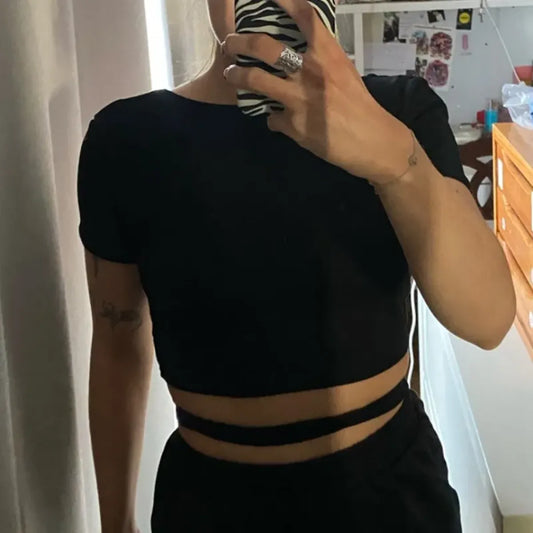 Bandage Backless Crop Top – Y2K Korean Aesthetic - Women’s Clothing & Accessories - Crop Top - 1