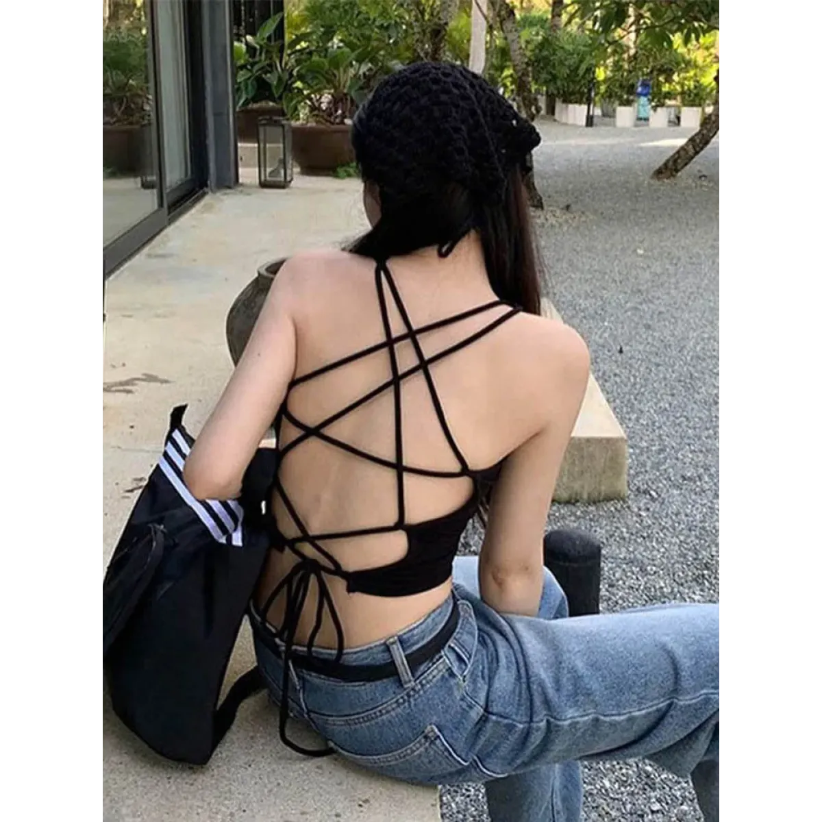 Y2K Backless Lace Up Crop Top - Women’s Clothing & Accessories - Tops - 5