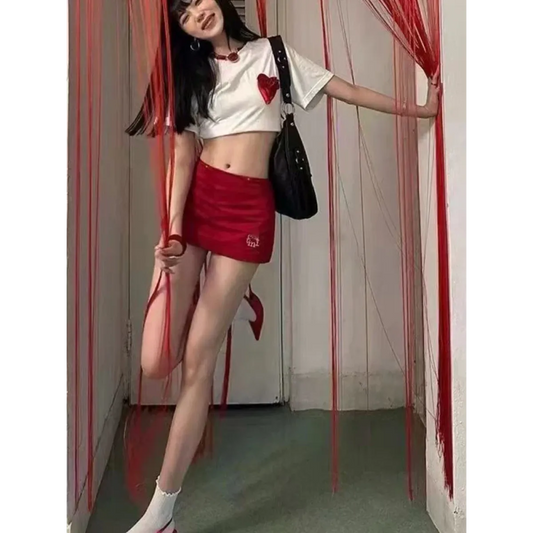 Y2K Bodycon Mini Skirt – Embroidered Detail - Bottoms - Other - Skirts - 2