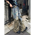 Y2K Camouflage Patchwork Wide Leg Jeans - Bottoms - Jeans - 1
