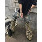 Y2K Camouflage Patchwork Wide Leg Jeans - Bottoms - Jeans - 4