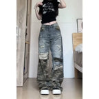 Y2K Camouflage Patchwork Wide Leg Jeans - Bottoms - Jeans - 5