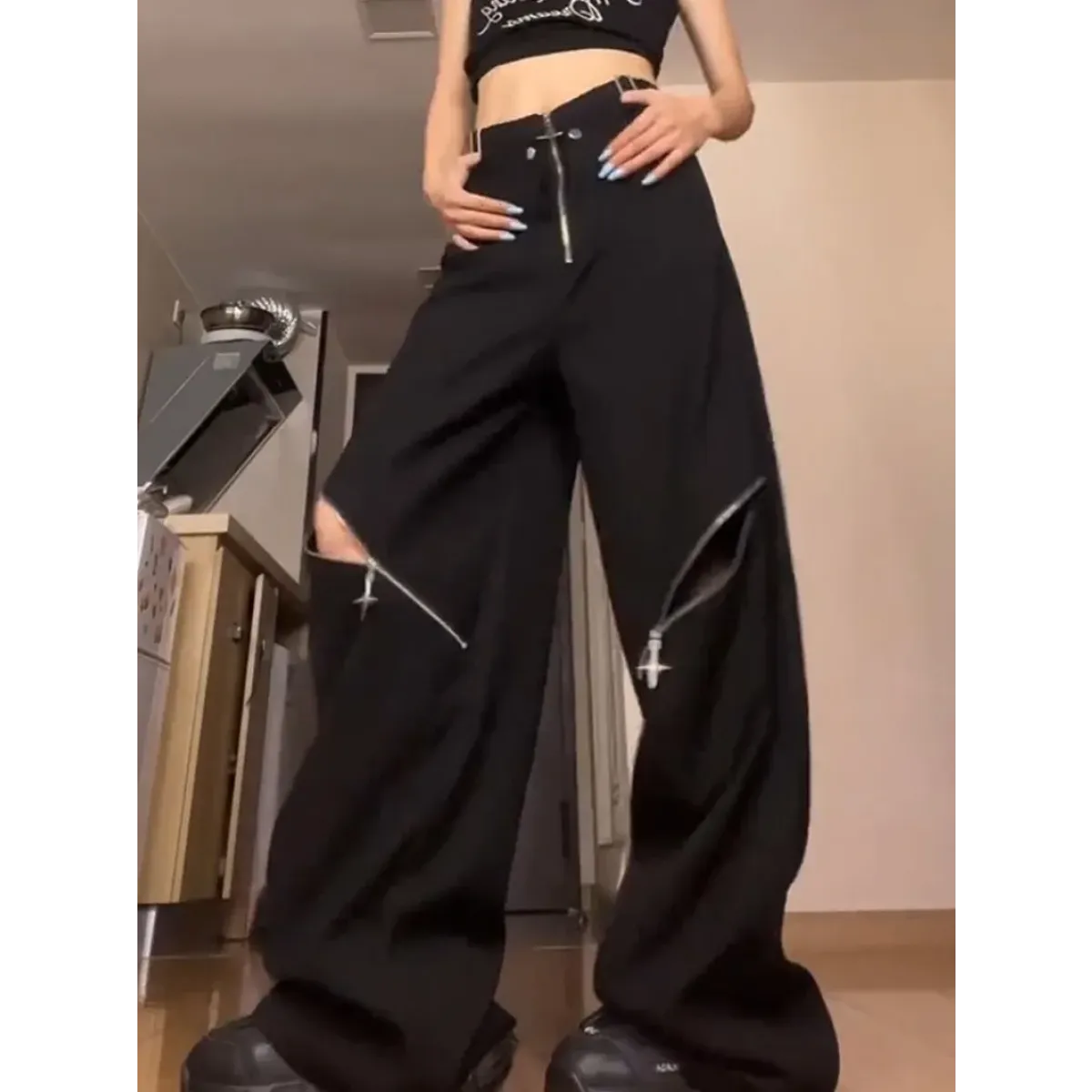 Y2K Hollow-Out Techwear Cargo Pants - Bottoms - Cargo Pants - 3