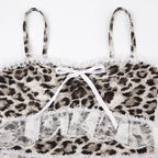 Leopard Print Lace Ruffle Tank Top – Y2K Coquette Cropped Camisole - Women’s Clothing & Accessories - Short