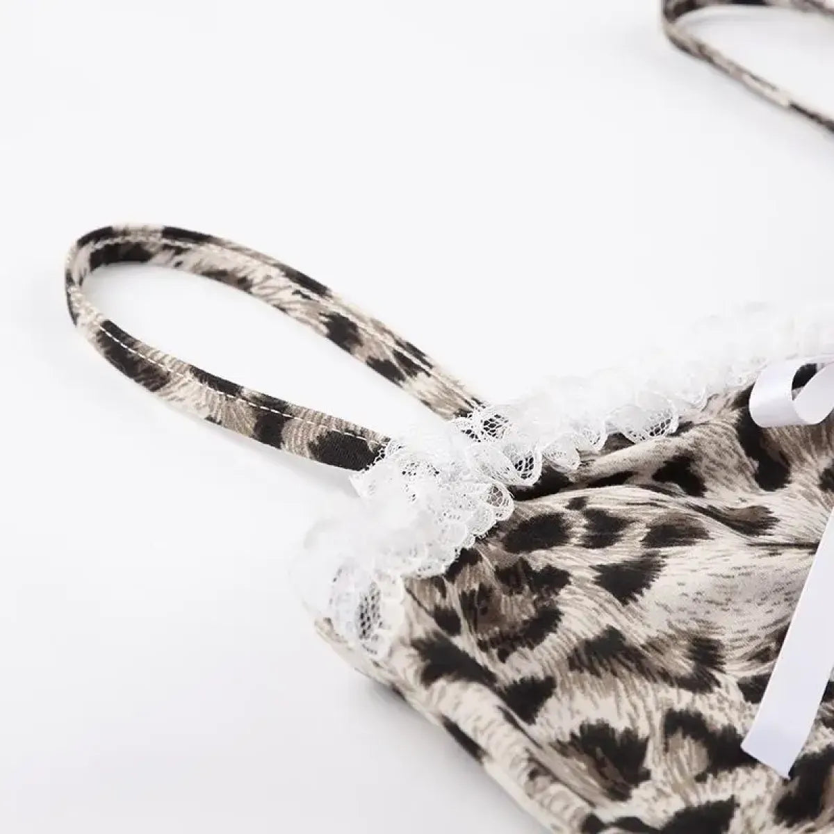 Leopard Print Lace Ruffle Tank Top – Y2K Coquette Cropped Camisole - Women’s Clothing & Accessories - Short