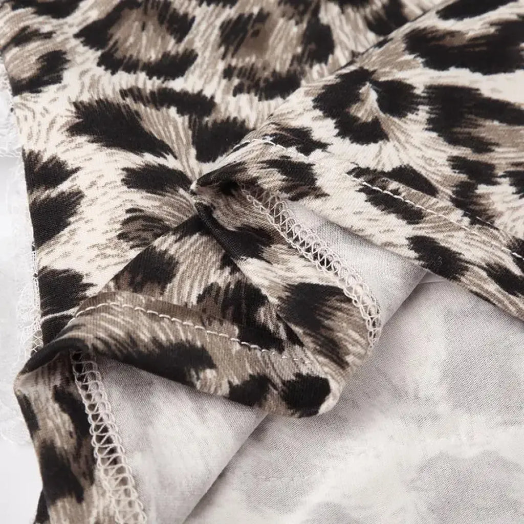 Leopard Print Lace Ruffle Tank Top – Y2K Coquette Cropped Camisole - Women’s Clothing & Accessories - Short