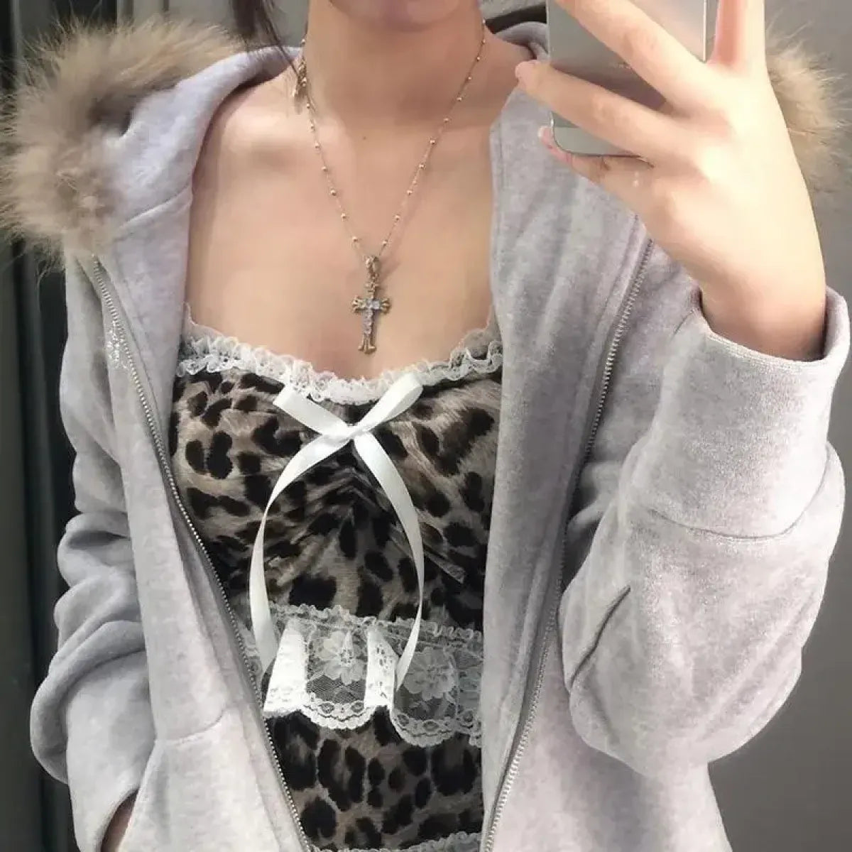 Leopard Print Lace Ruffle Tank Top – Y2K Coquette Cropped Camisole - Women’s Clothing & Accessories - Short