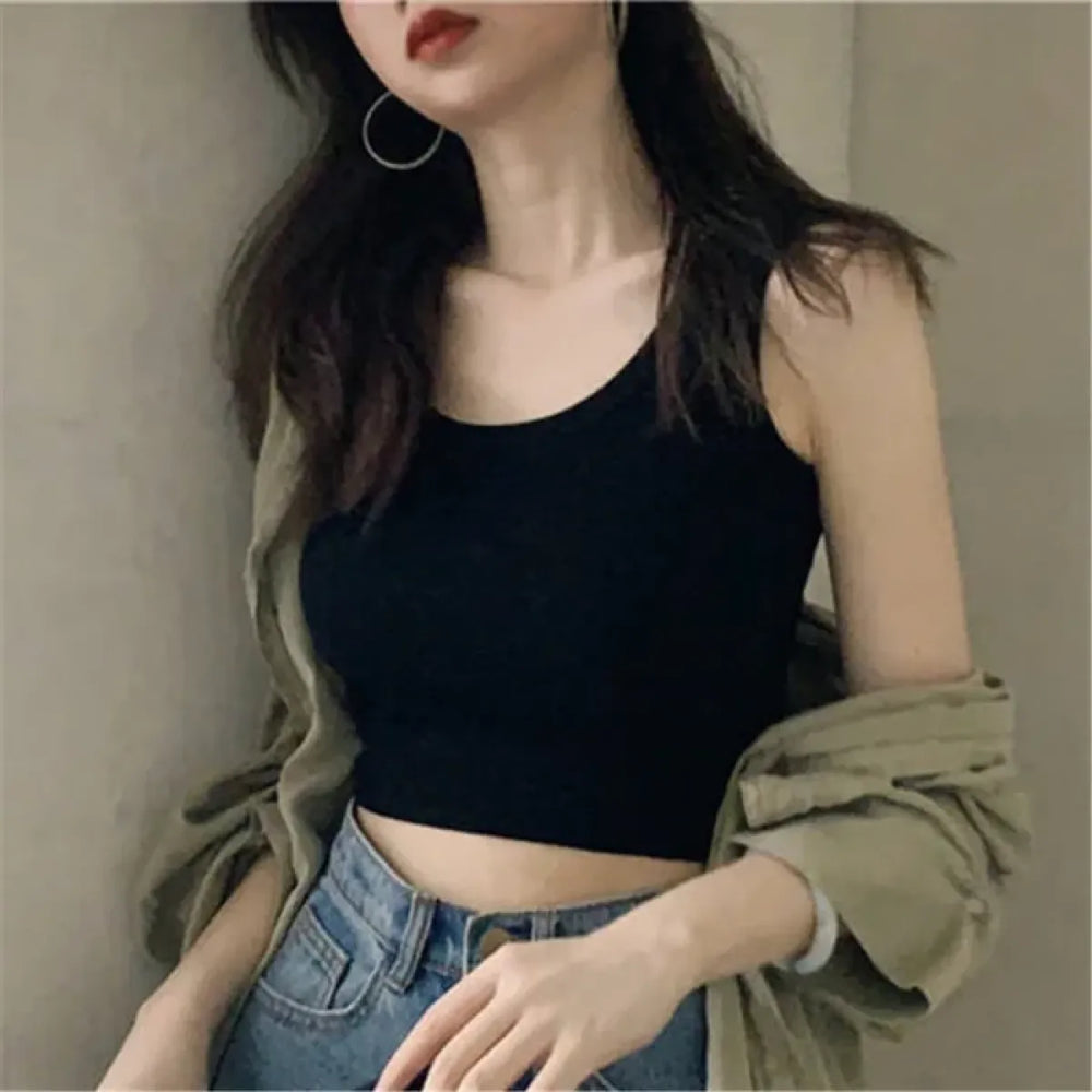 Y2K Ribbed Cropped Tank Top - Women’s Clothing & Accessories - Tank Top / Cami - 1
