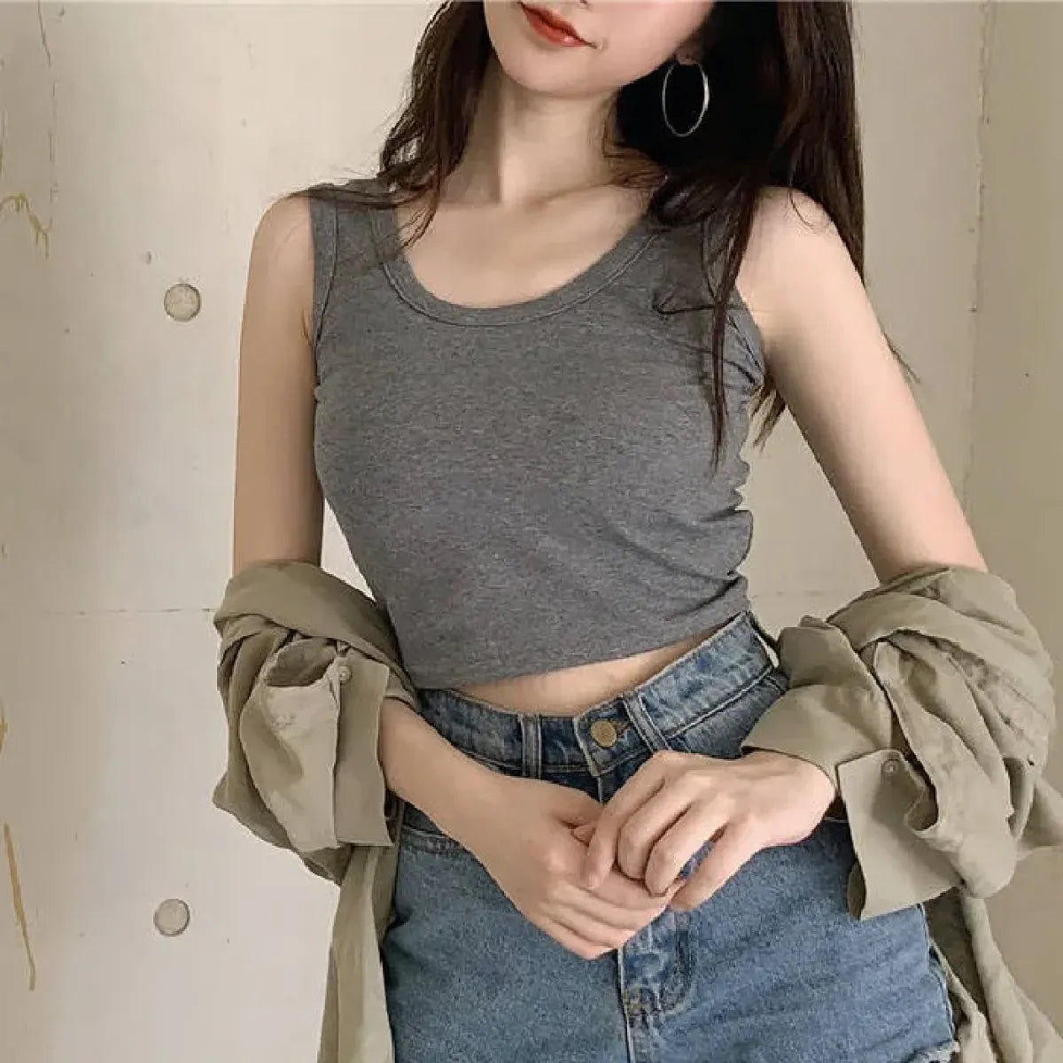 Y2K Ribbed Cropped Tank Top - Women’s Clothing & Accessories - Tank Top / Cami - 13