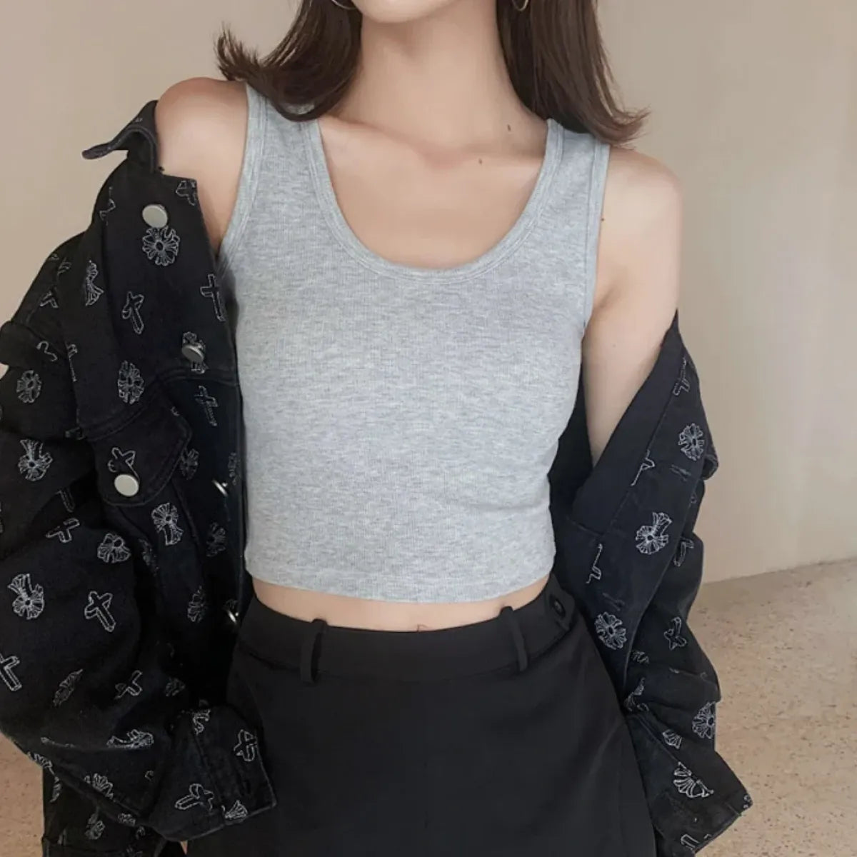 Y2K Ribbed Cropped Tank Top - Women’s Clothing & Accessories - Tank Top / Cami - 2