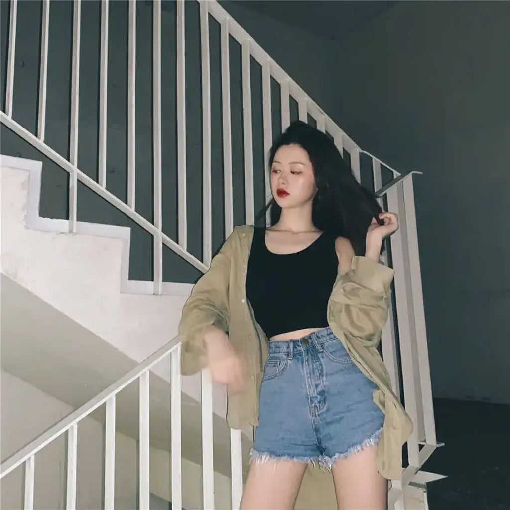 Y2K Ribbed Cropped Tank Top - Women’s Clothing & Accessories - Tank Top / Cami - 8