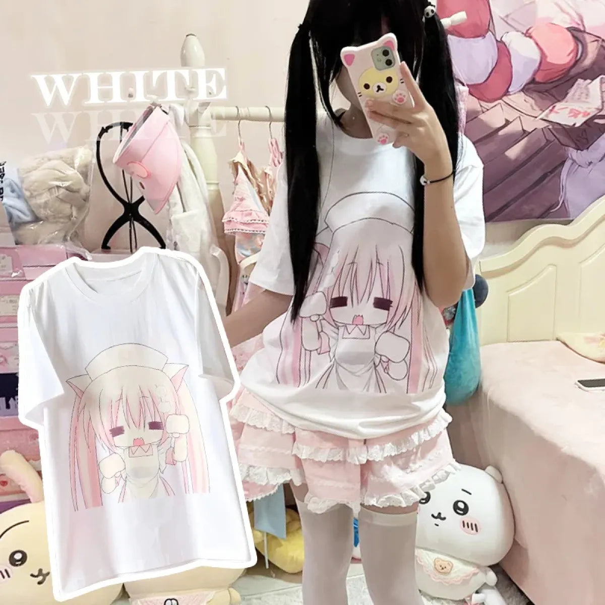 Harajuku Kawaii Anime T-Shirt – Y2K Cute Cartoon Tee - T-Shirts - 3/4 - Round - T-Shirts - 4