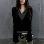 Patchwork Hooded Top – Y2K Cyber Grunge Slim Fit Knit Pullover - Sweaters - Long - Tops - 4