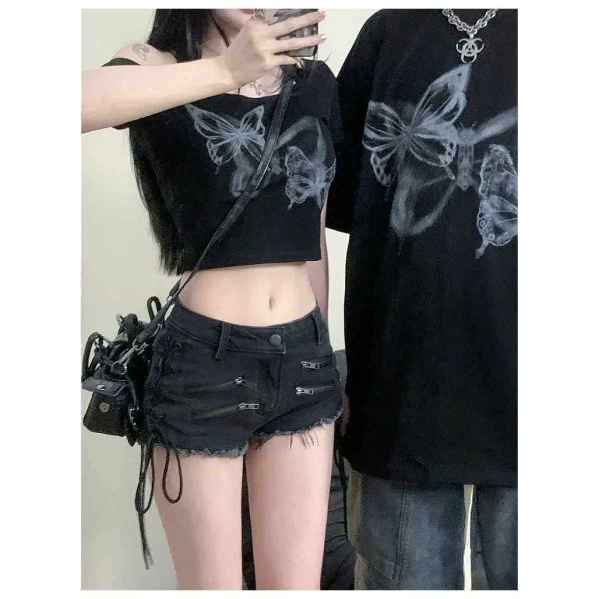 Y2K Lace-Up Zipper Denim Hot Pants - Bottoms - Shorts - 6