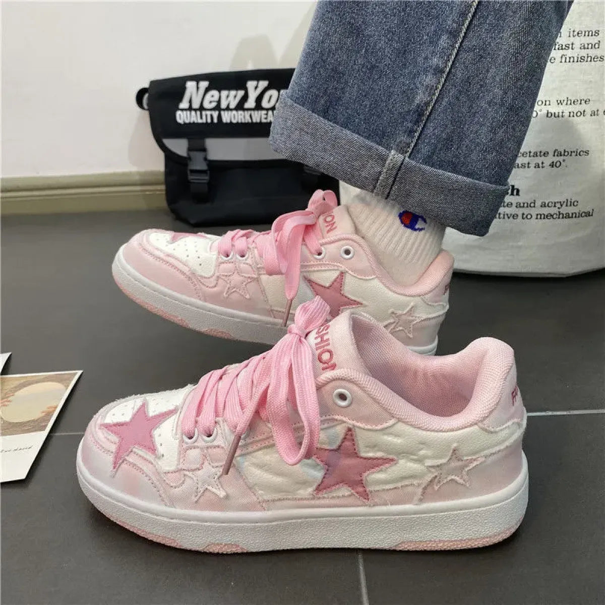 Y2K Pink Flat Fashion Sneakers for Women - Women’s Clothing & Accessories - 1