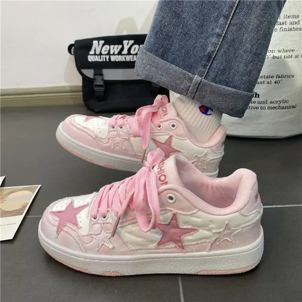 Y2K Pink Flat Fashion Sneakers for Women - Women’s Clothing & Accessories - 1