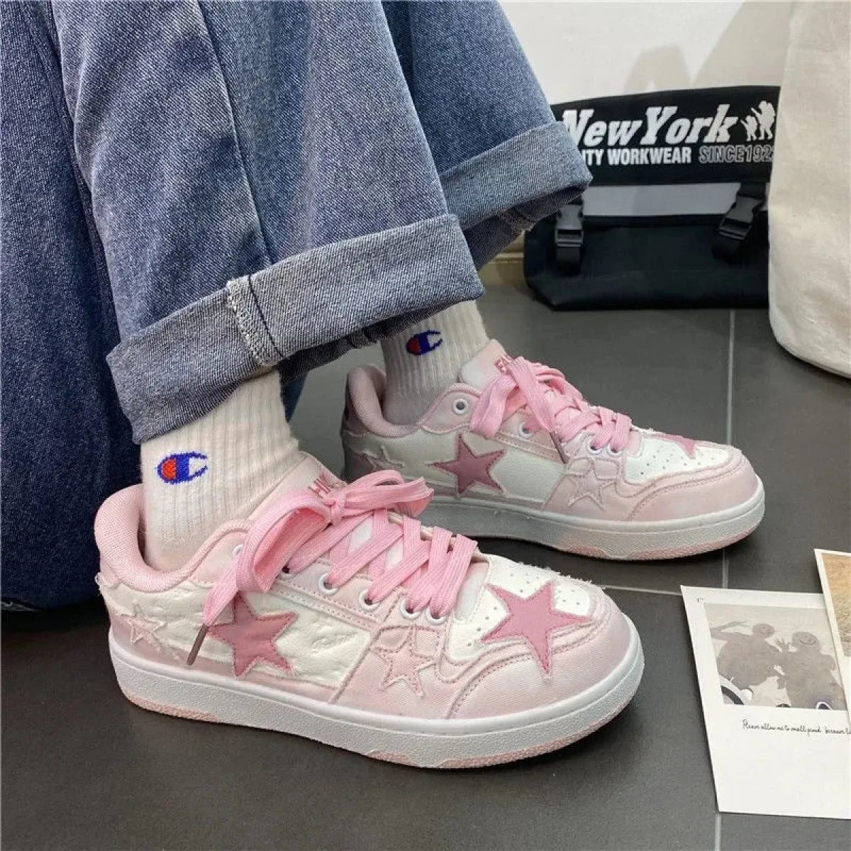 Y2K Pink Flat Fashion Sneakers for Women - Women’s Clothing & Accessories - 3