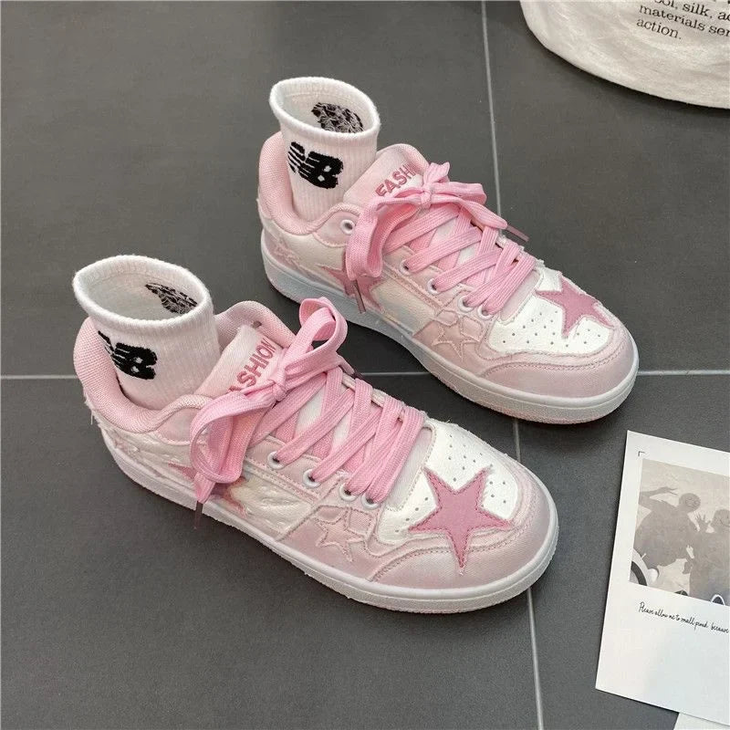 Y2K Pink Flat Fashion Sneakers for Women - Women’s Clothing & Accessories - Shoes - 4 - 2024