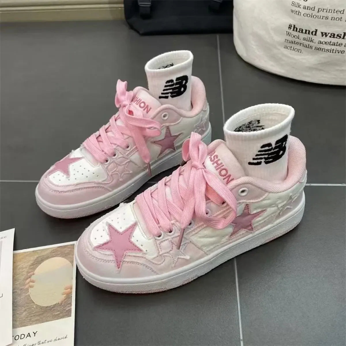 Y2K Pink Flat Fashion Sneakers for Women - Best Sellers - 7