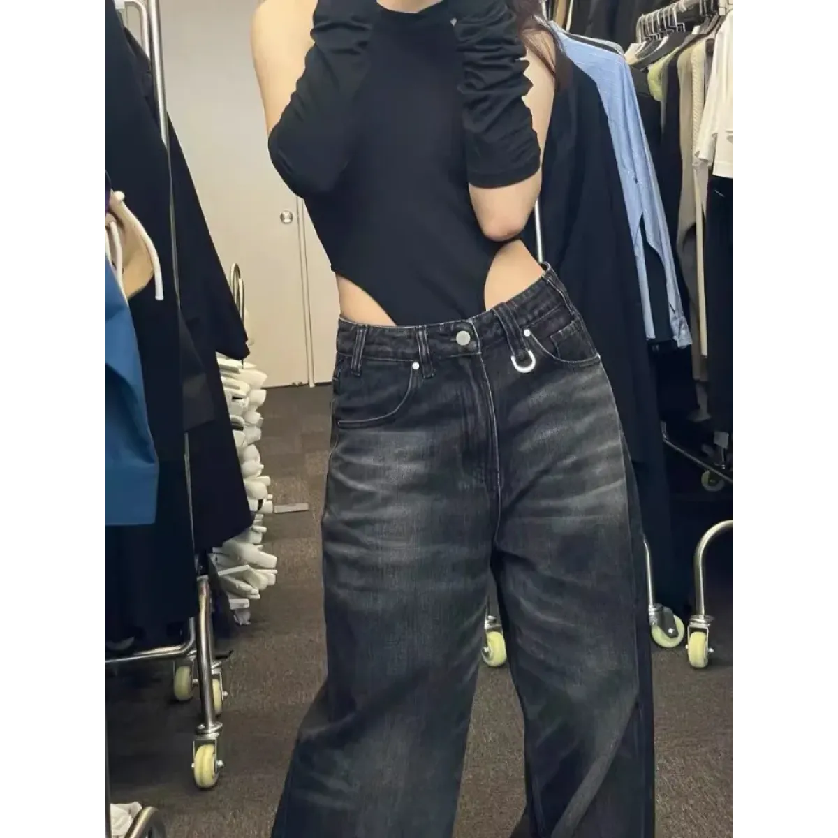 Y2K Oversized Black Flare Jeans - Bottoms - Jeans - 3