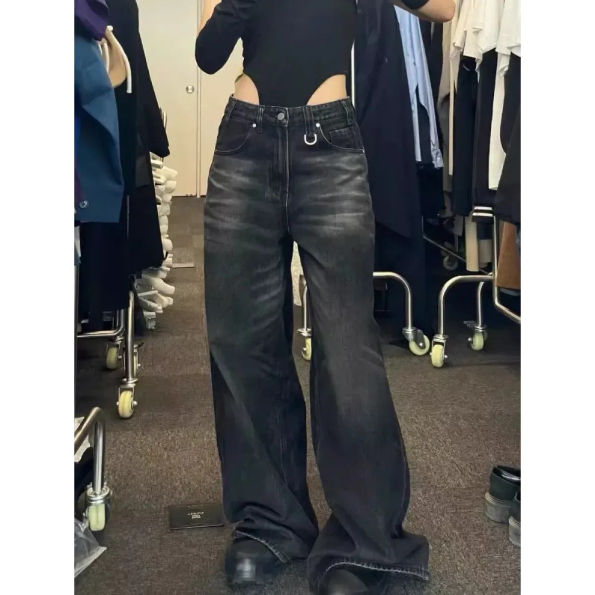 Y2K Oversized Black Flare Jeans - Bottoms - Jeans - 4
