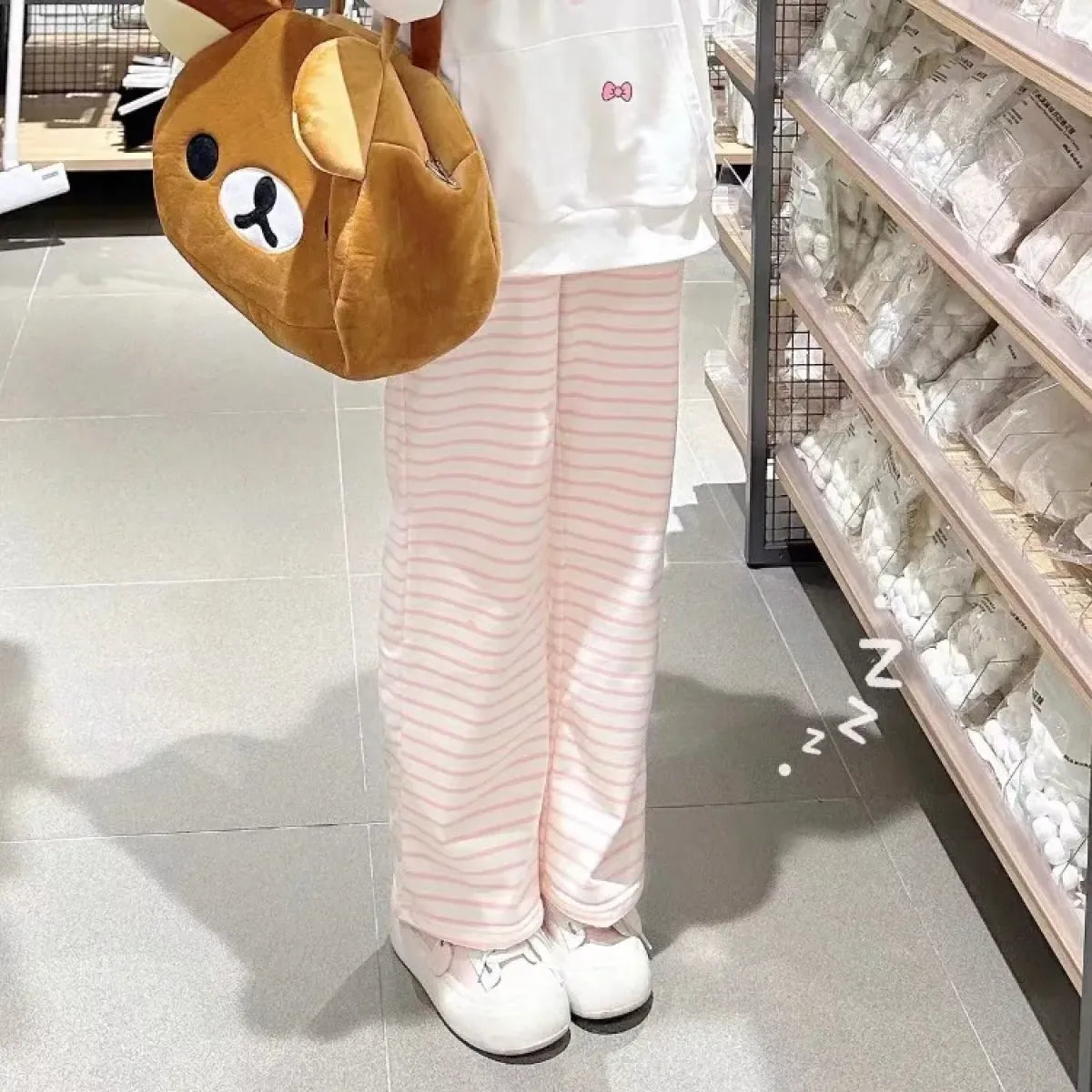Harajuku Y2K Striped Fleece Sweatpants - Bottoms - Joggers / Sweatpants - 1